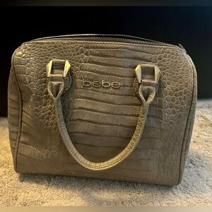 Bebe Taupe Croc-Embossed Satchel